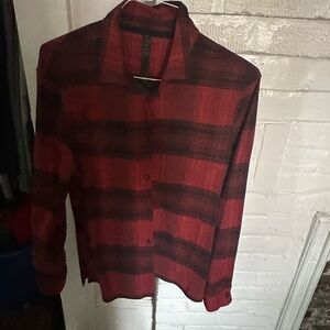 Lululemon red flannel sport button up
